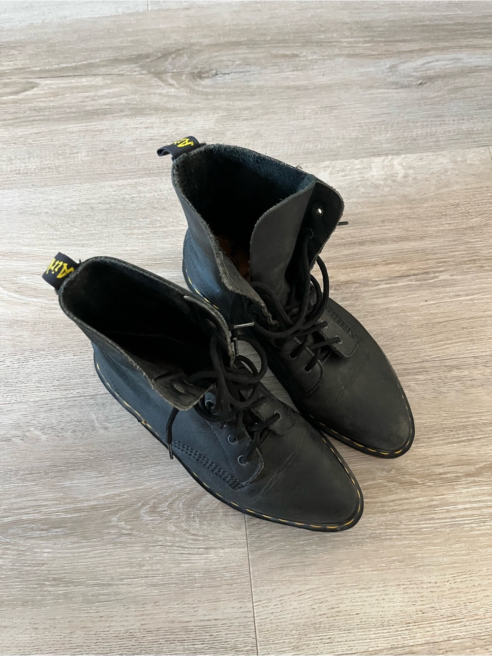 Dr. Martens Black Pointed Toe Lace Up Boots